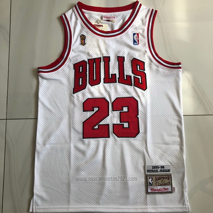 Camiseta Chicago Bulls Michael Jordan #23 Mitchell & Ness 1995-96 Blanco